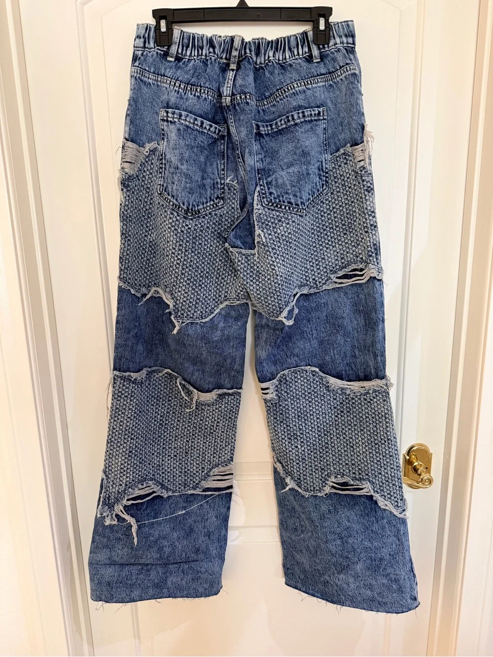 Wide-Leg Patchwork Blue Flare Jeans